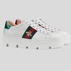 Gucci WOMEN'S ACE EMBROIDERED PLATFORM SNEAKERS